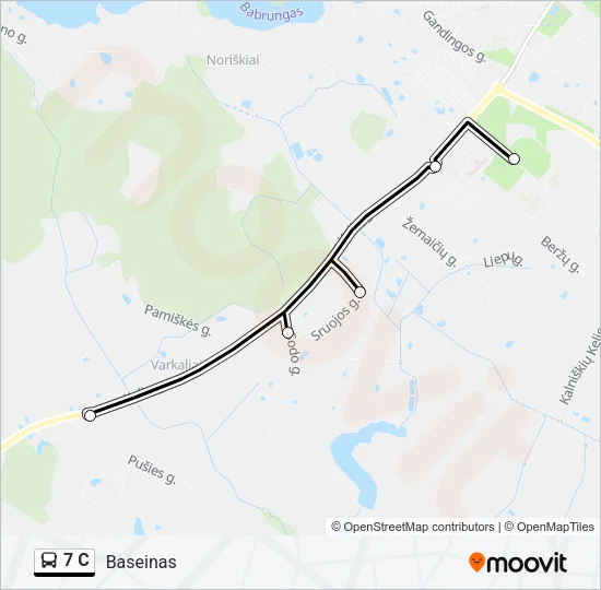 7 C autobusas kelionės žemėlapis