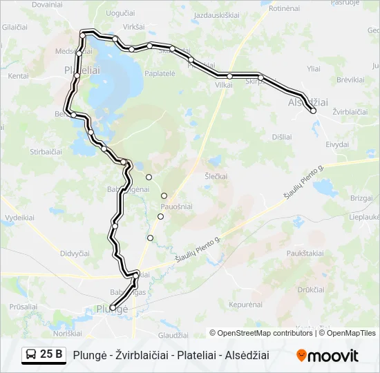 25 B Bus Line Map
