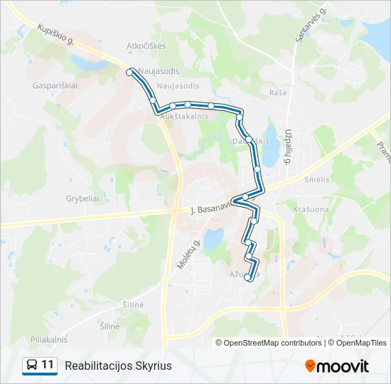 Автобус 11: карта маршрута