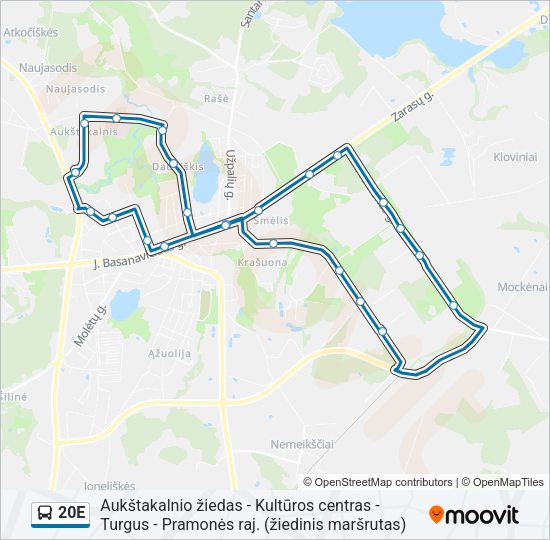 Автобус 20E: карта маршрута