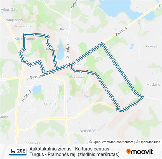 Автобус 20E: карта маршрута