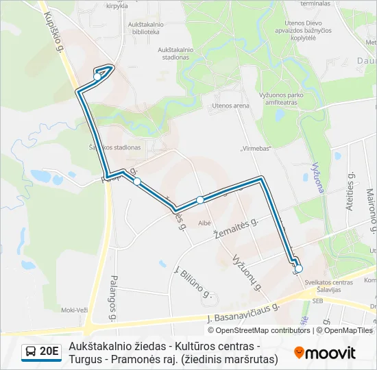 Автобус 20E: карта маршрута