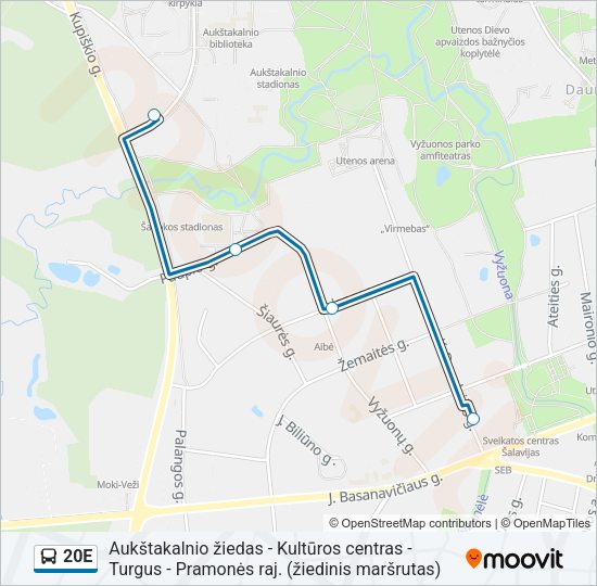 Автобус 20E: карта маршрута