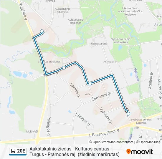 Автобус 20E: карта маршрута