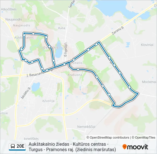 20E Bus Line Map