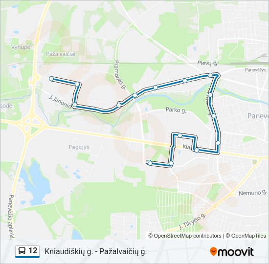 Автобус 12: карта маршрута