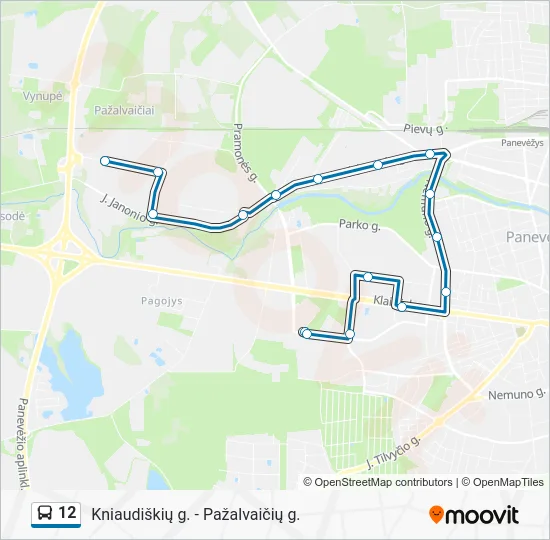Автобус 12: карта маршрута