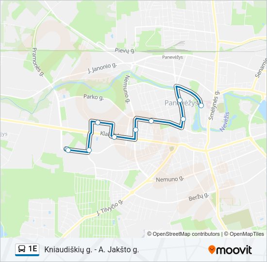 Автобус 1E: карта маршрута