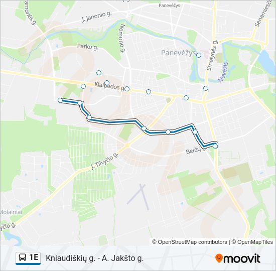 Автобус 1E: карта маршрута