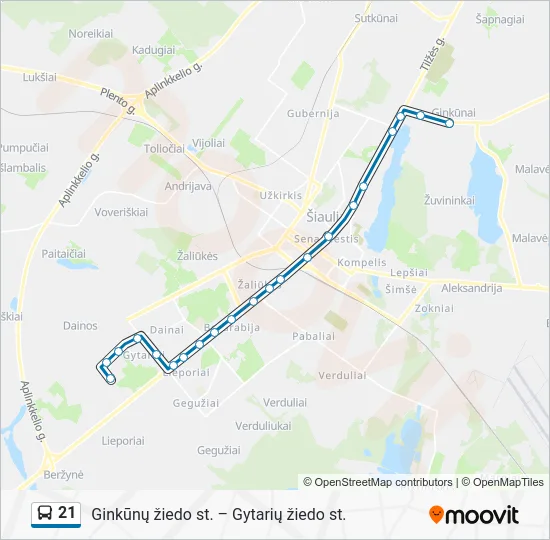 Автобус 21: карта маршрута