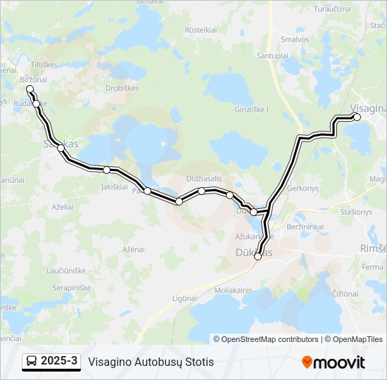 Автобус 2025-3: карта маршрута