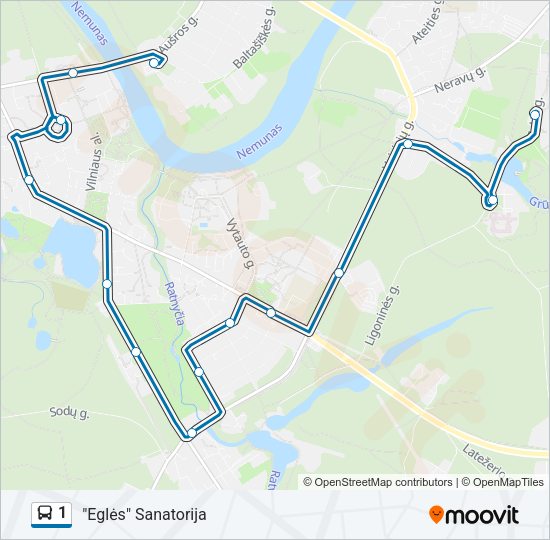 Автобус 1: карта маршрута