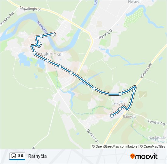 Автобус 3A: карта маршрута
