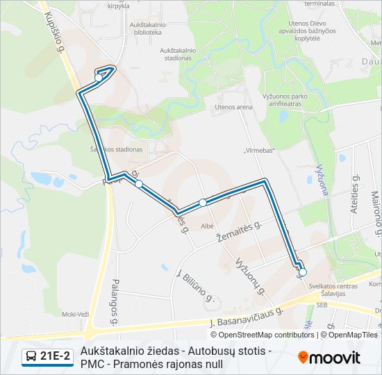 Автобус 21E-2: карта маршрута