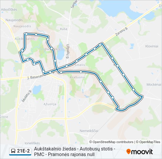 Автобус 21E-2: карта маршрута