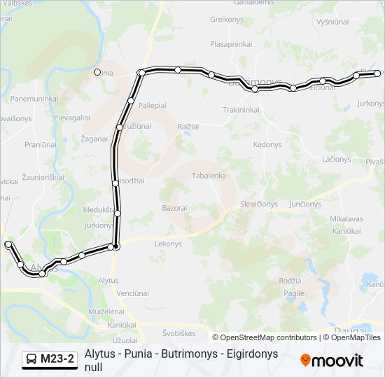 Автобус M23-2: карта маршрута