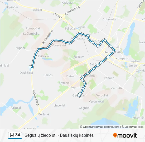 Автобус 3A: карта маршрута