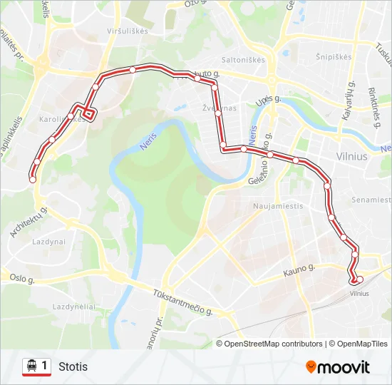 1 Trolleybus Line Map