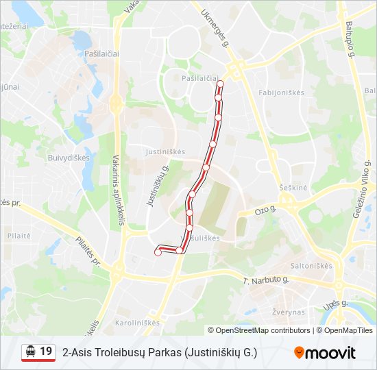 19 Trolleybus Line Map