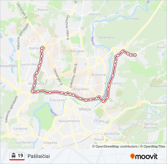 19 Trolleybus Line Map