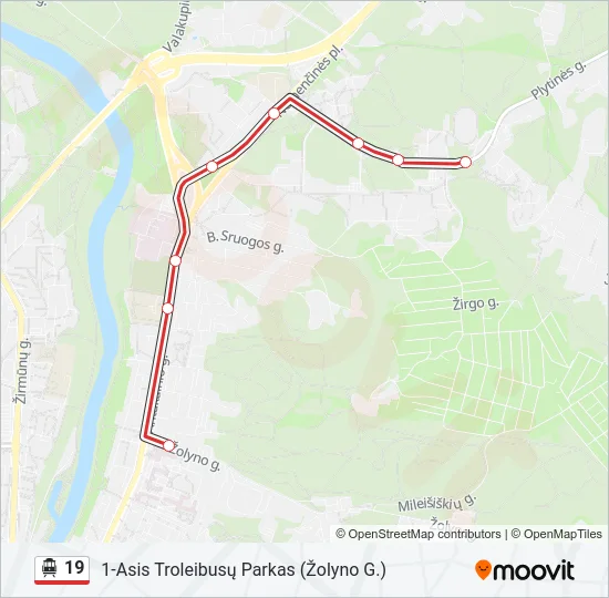 19 Trolleybus Line Map