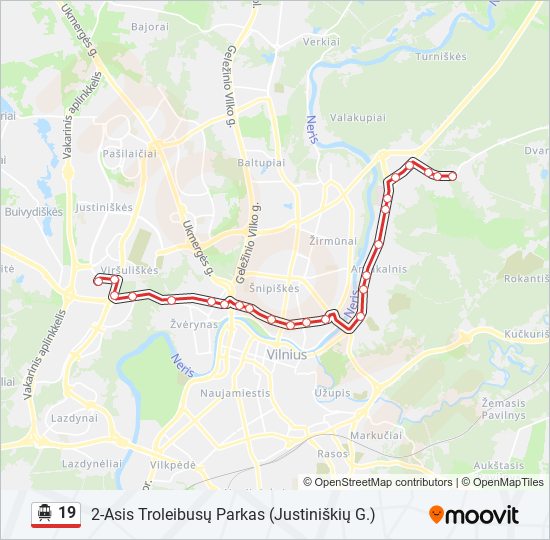 19 trolleybus Line Map