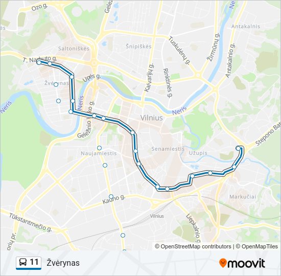 Автобус 11: карта маршрута