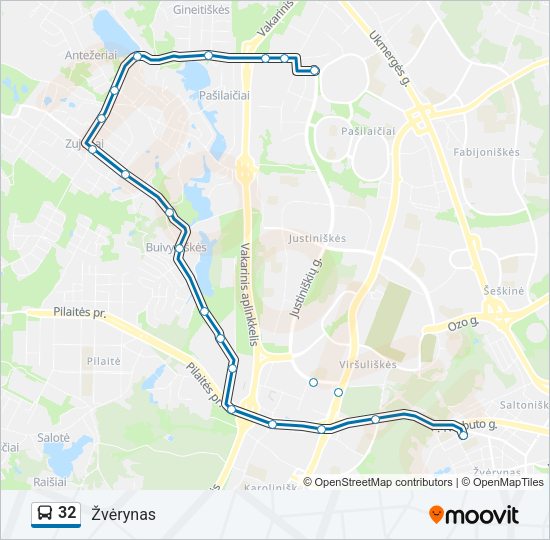 Автобус 32: карта маршрута