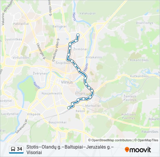 34 bus Line Map