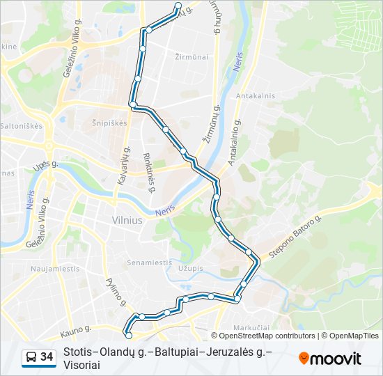 34 bus Line Map