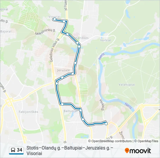 34 Bus Line Map