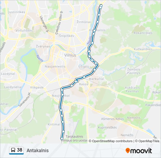 38 bus Line Map