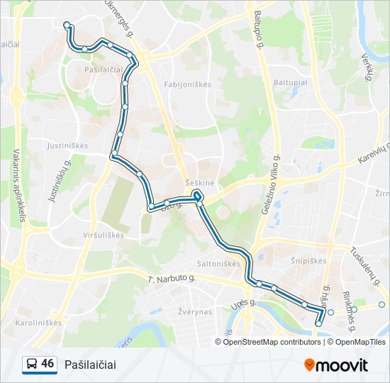 46 bus Line Map