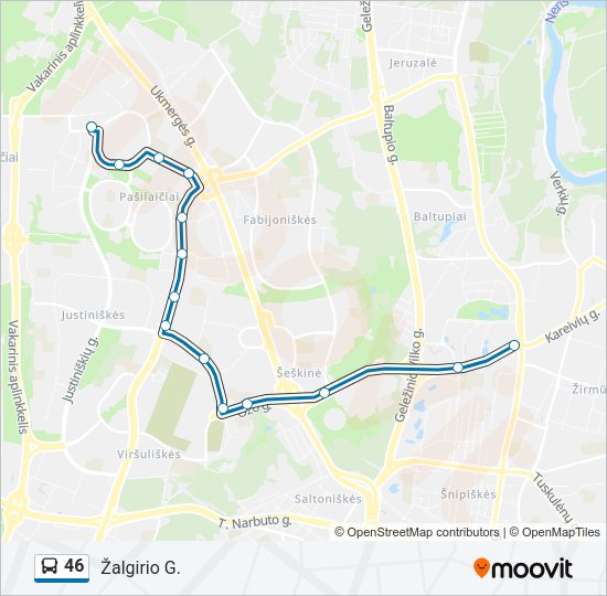Автобус 46: карта маршрута
