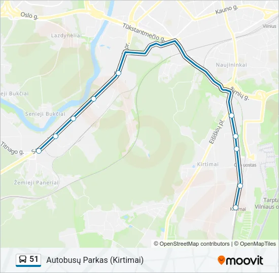 51 Bus Line Map