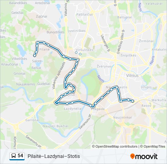 54 bus Line Map