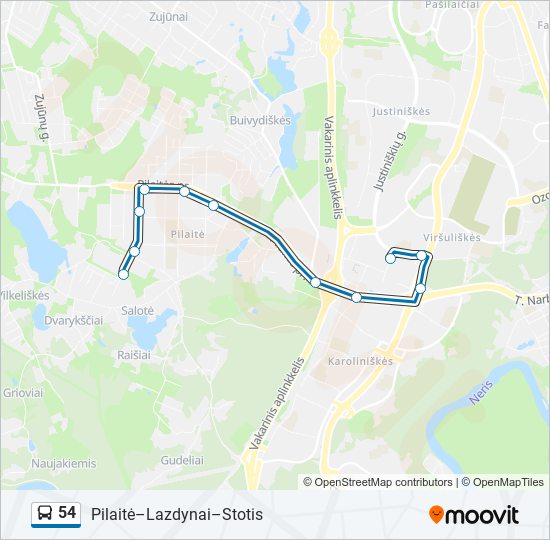 54 bus Line Map