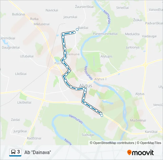 3 Bus Line Map