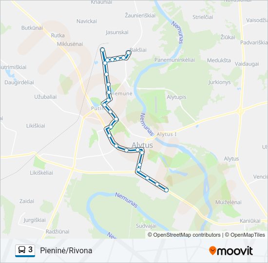 Автобус 3: карта маршрута