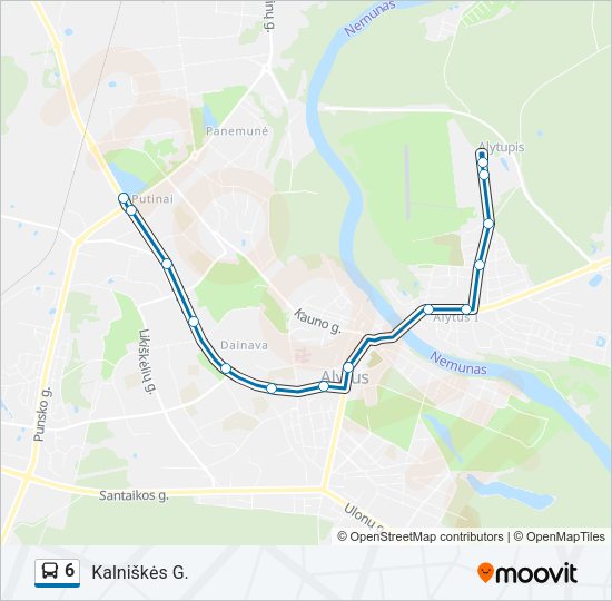Автобус 6: карта маршрута