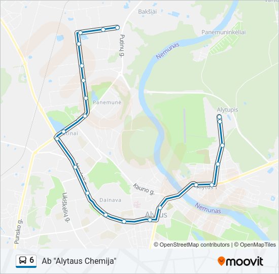 Автобус 6: карта маршрута