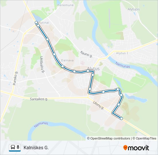 Автобус 8: карта маршрута