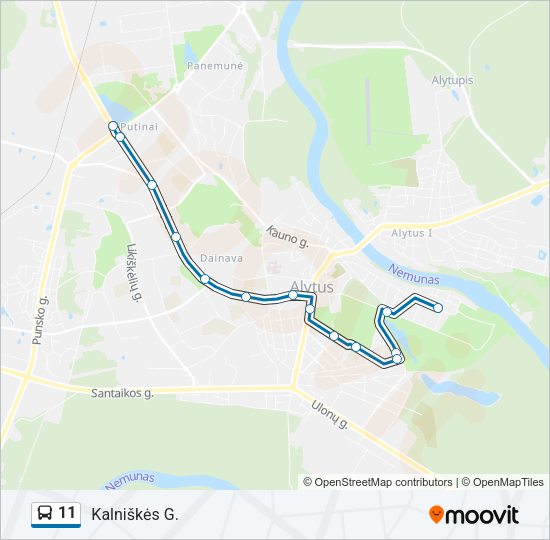 Автобус 11: карта маршрута