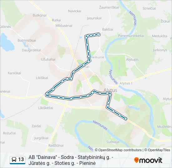 13 Bus Line Map
