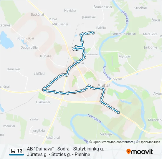13 Bus Line Map