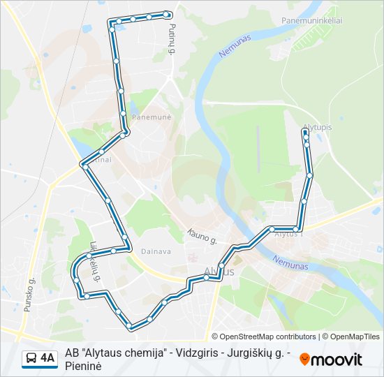 Автобус 4A: карта маршрута