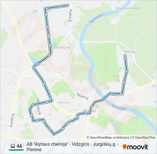 Автобус 4A: карта маршрута