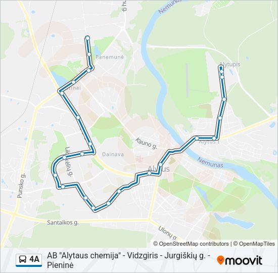 Автобус 4A: карта маршрута