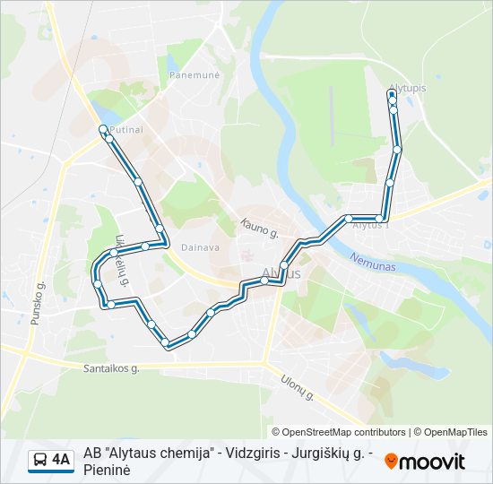 Автобус 4A: карта маршрута