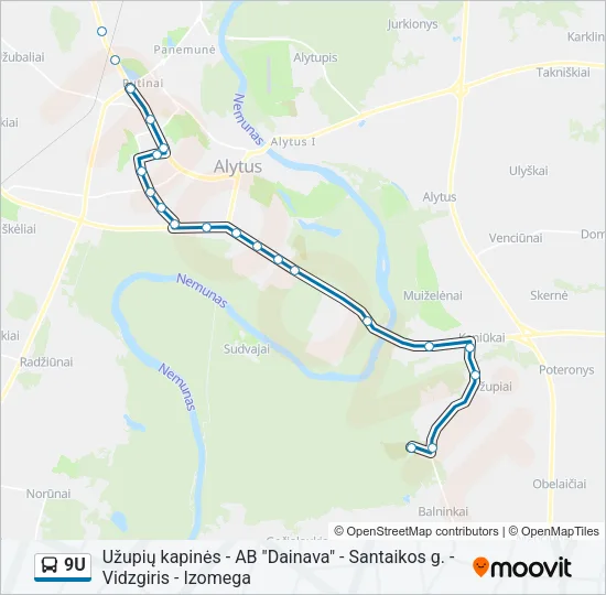 9U Bus Line Map